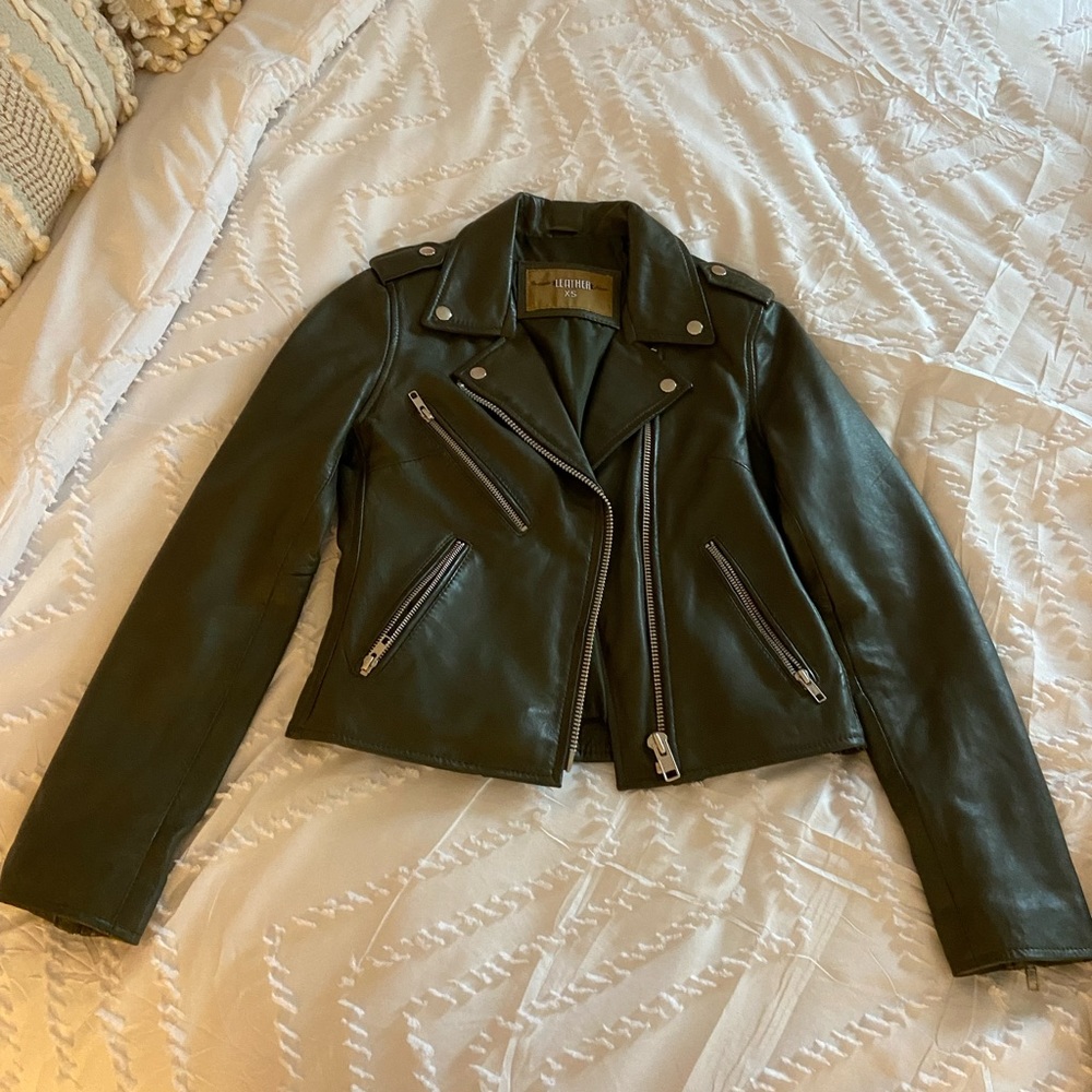 Authentic Olive Green Leather Jacket - image 1